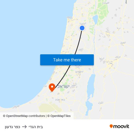 כפר גדעון to בית הגדי map