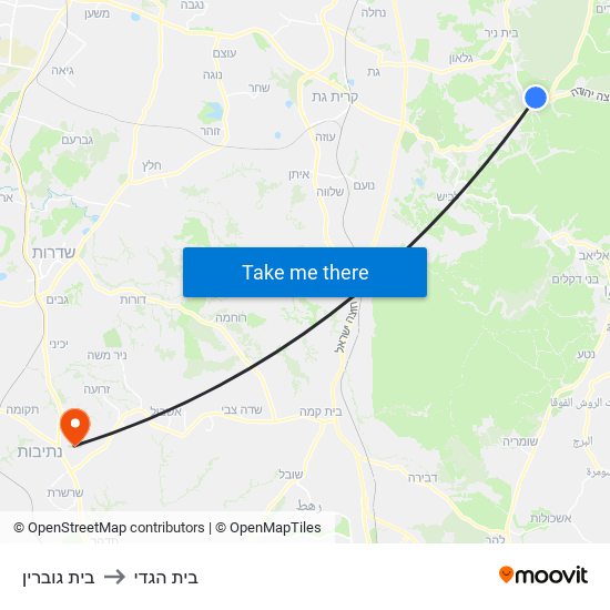 בית גוברין to בית הגדי map