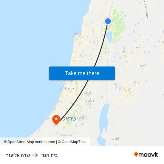 שדה אליעזר to בית הגדי map