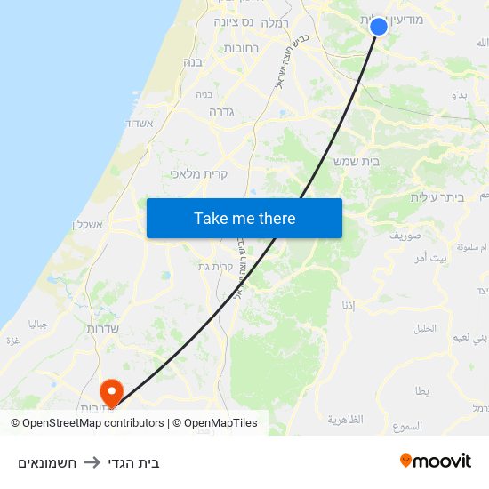 חשמונאים to בית הגדי map