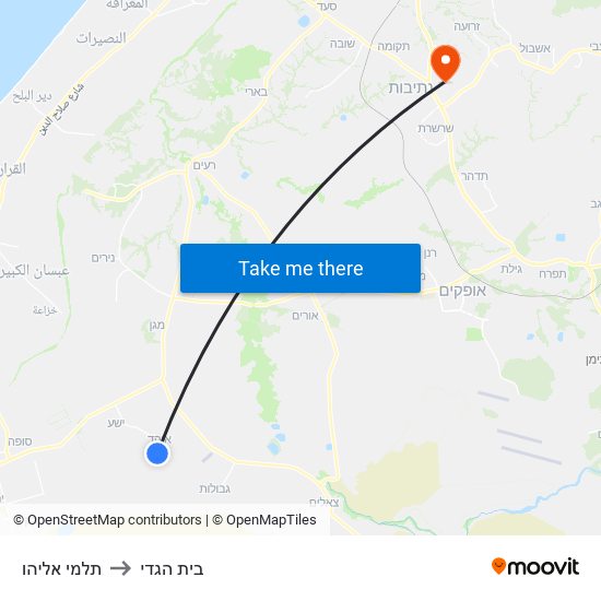 תלמי אליהו to בית הגדי map