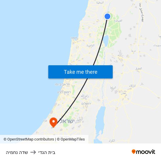 שדה נחמיה to בית הגדי map