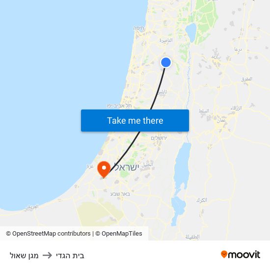 מגן שאול to בית הגדי map