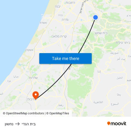 נחשון to בית הגדי map