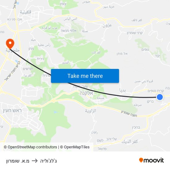 מ.א. שומרון to ג'לג'וליה map