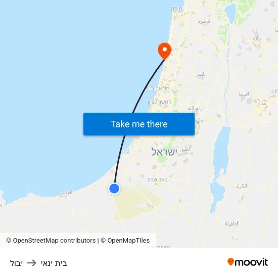 יבול to בית ינאי map