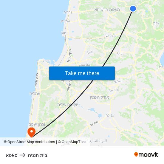 סאסא to בית חנניה map