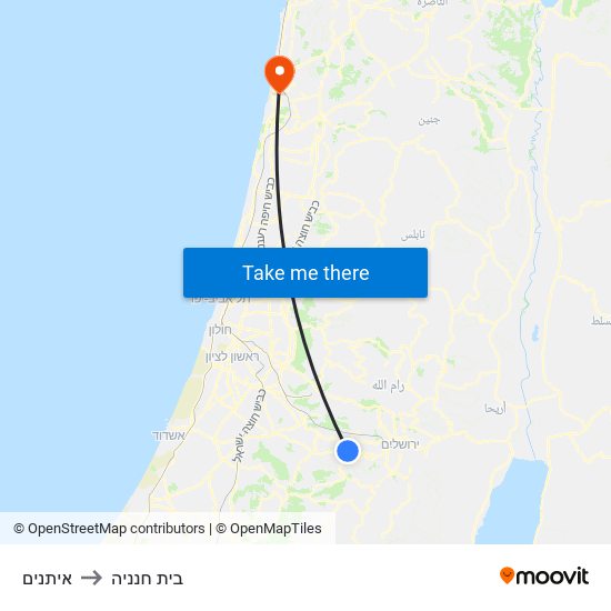 איתנים to בית חנניה map