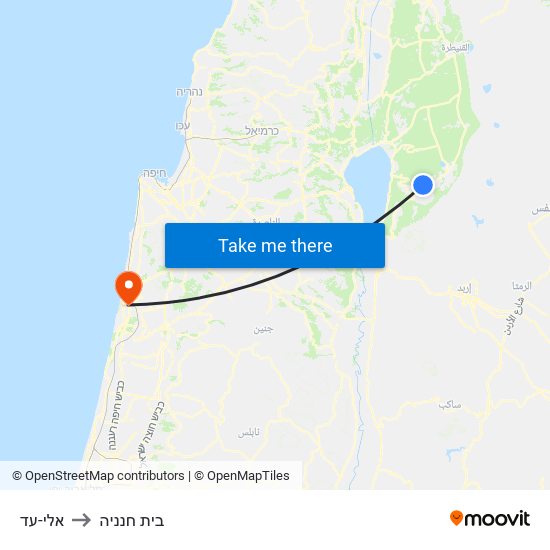 אלי-עד to בית חנניה map