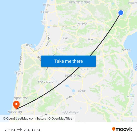 בירייה to בית חנניה map