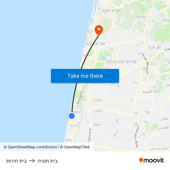 בית חירות to בית חנניה map