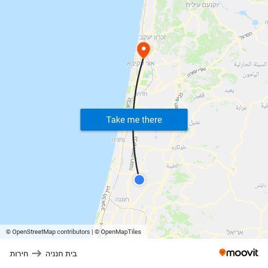 חירות to בית חנניה map