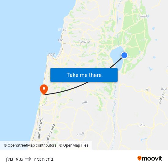 מ.א. גולן to בית חנניה map