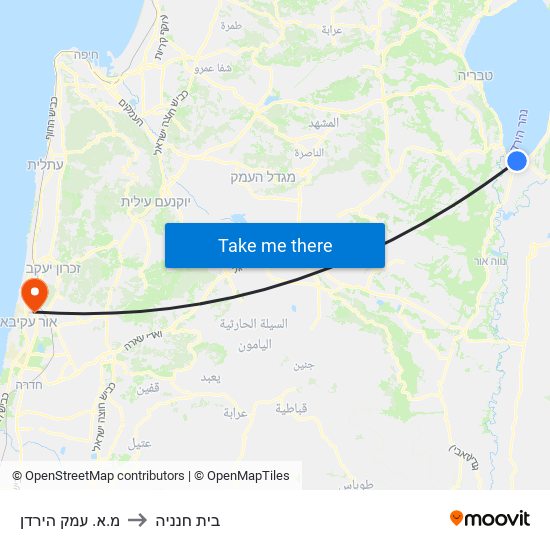 מ.א. עמק הירדן to בית חנניה map