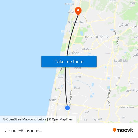 נורדייה to בית חנניה map