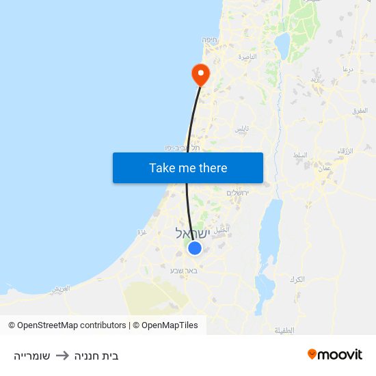 שומרייה to בית חנניה map