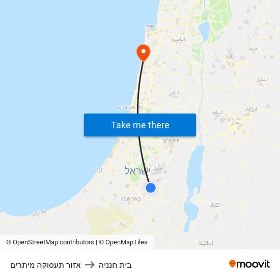 אזור תעסוקה מיתרים to בית חנניה map