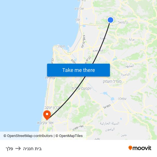 פלך to בית חנניה map