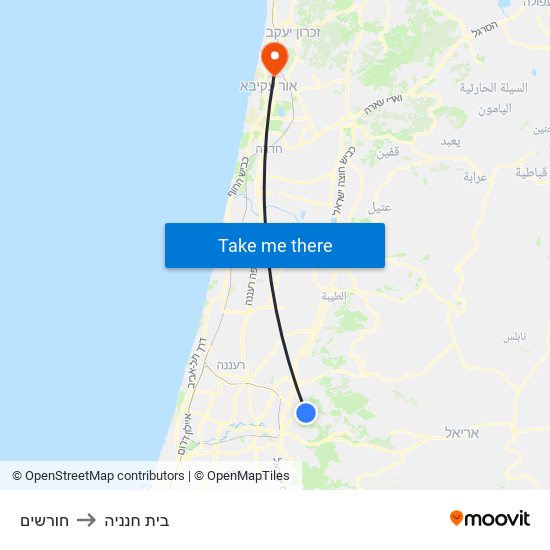 חורשים to בית חנניה map