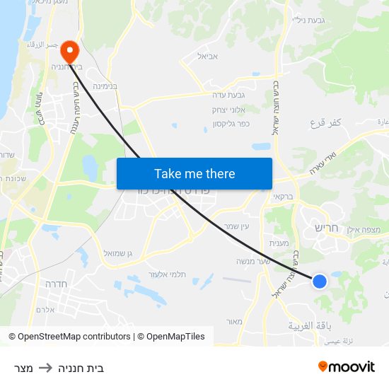 מצר to בית חנניה map