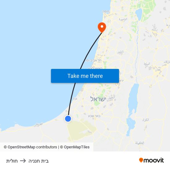 חולית to בית חנניה map