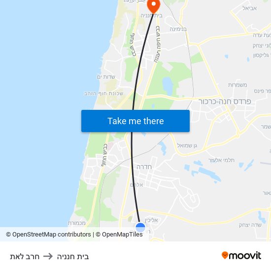 חרב לאת to בית חנניה map