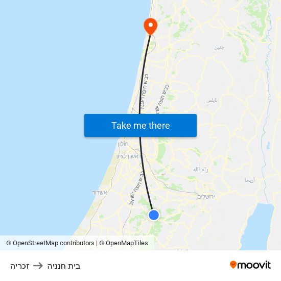 זכריה to בית חנניה map