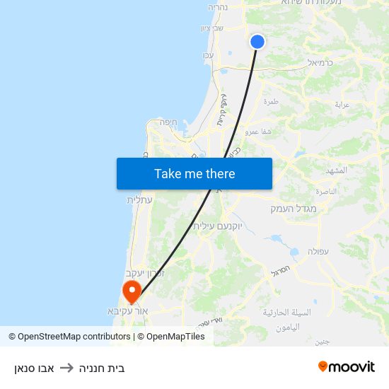 אבו סנאן to בית חנניה map