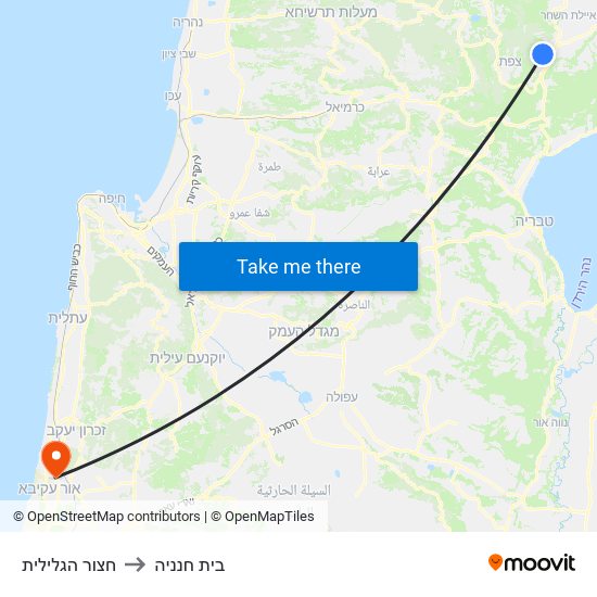 חצור הגלילית to בית חנניה map