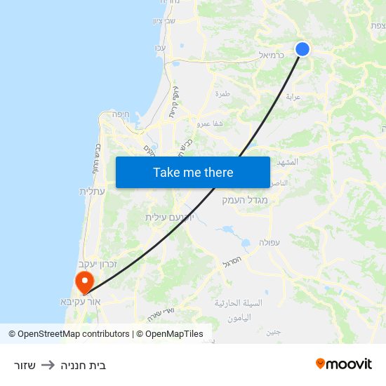 שזור to בית חנניה map