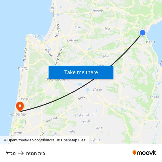 מגדל to בית חנניה map