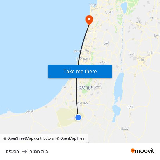 רביבים to בית חנניה map