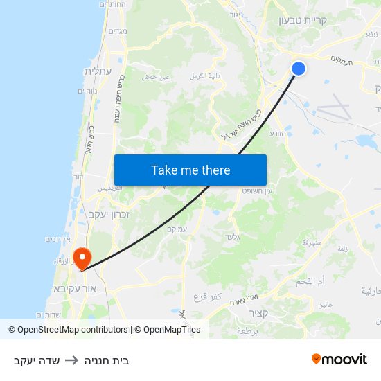 שדה יעקב to בית חנניה map