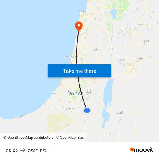 כסיפה to בית חנניה map