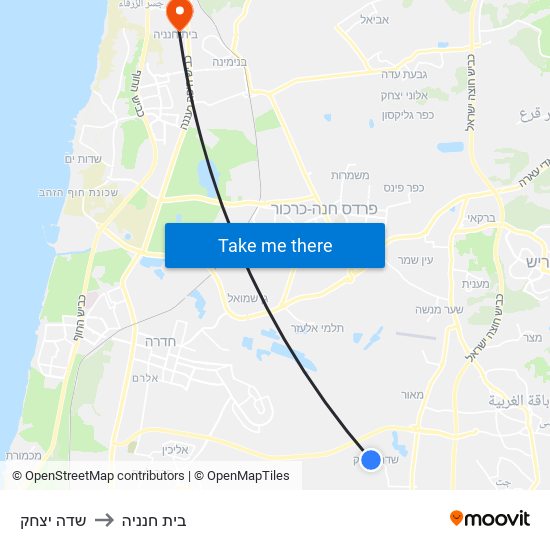 שדה יצחק to בית חנניה map