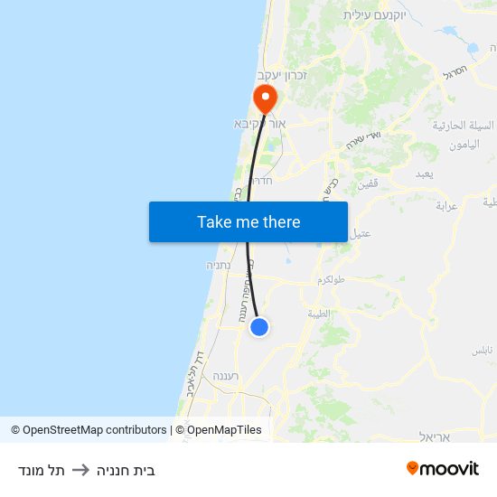 תל מונד to בית חנניה map