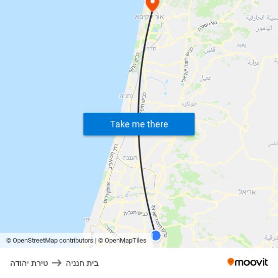 טירת יהודה to בית חנניה map