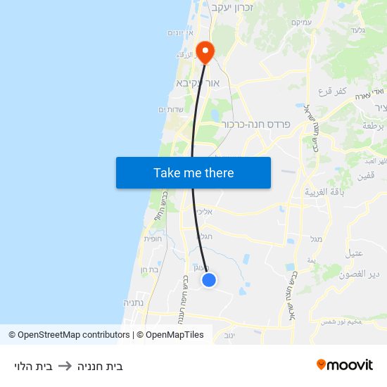 בית הלוי to בית חנניה map