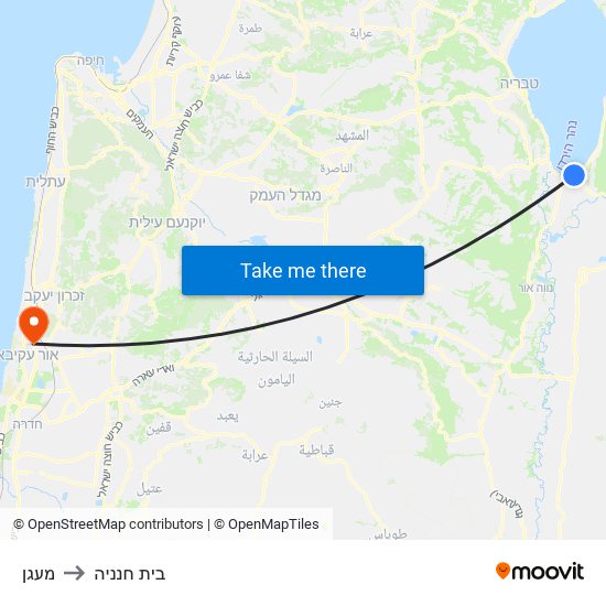 מעגן to בית חנניה map