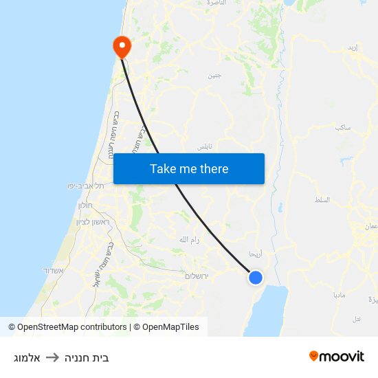 אלמוג to בית חנניה map