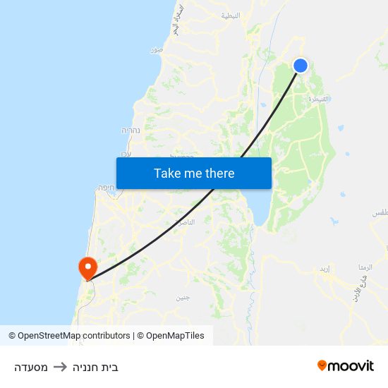 מסעדה to בית חנניה map