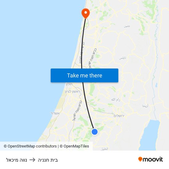 נווה מיכאל to בית חנניה map