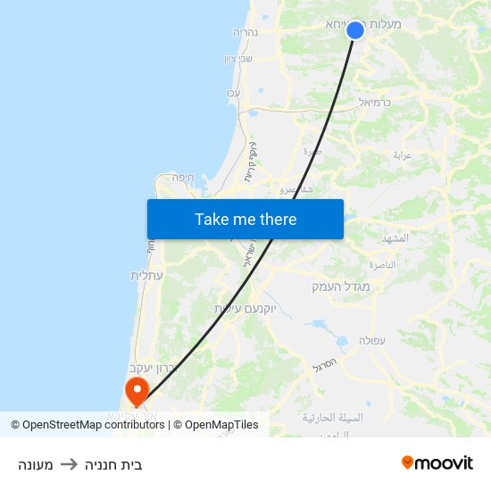 מעונה to בית חנניה map