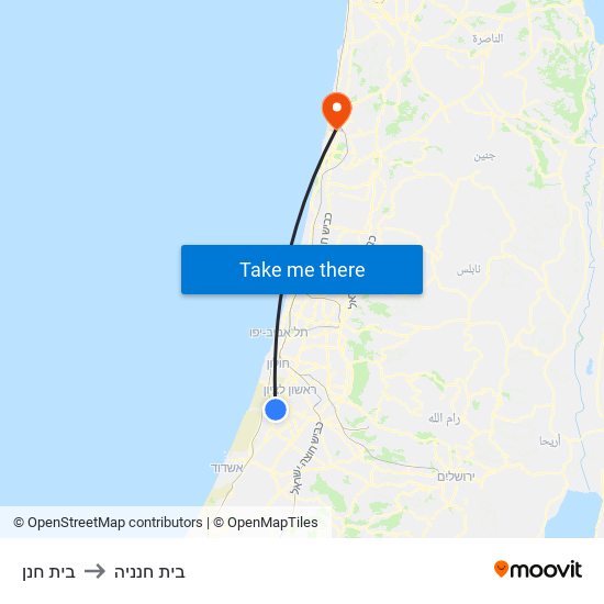 בית חנן to בית חנניה map