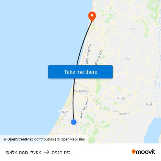 מפעלי צומת מלאכי to בית חנניה map