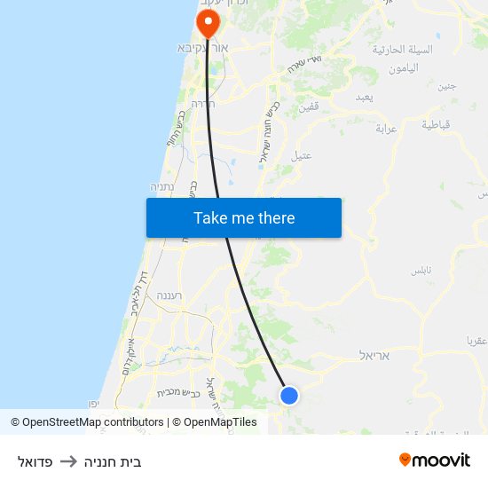 פדואל to בית חנניה map