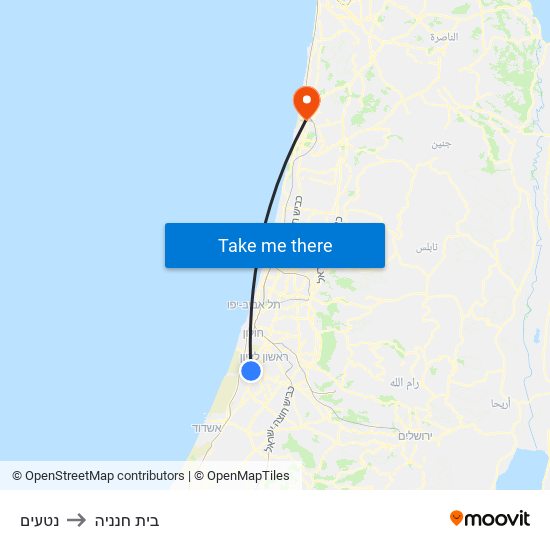 נטעים to בית חנניה map