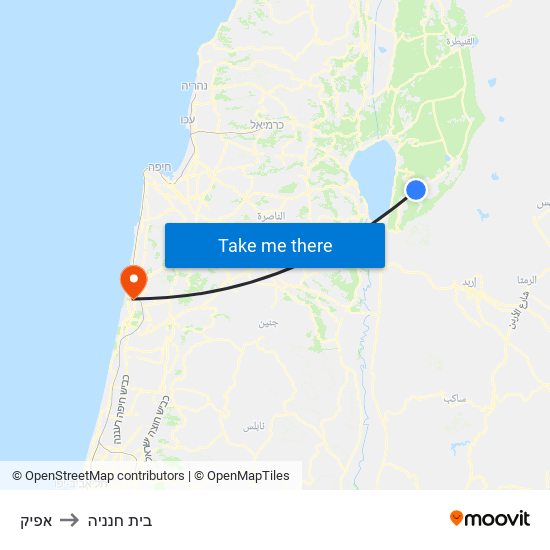 אפיק to בית חנניה map