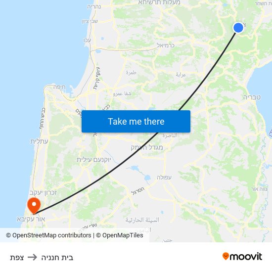 צפת to בית חנניה map