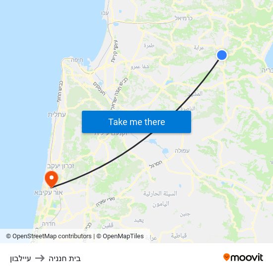 עיילבון to בית חנניה map